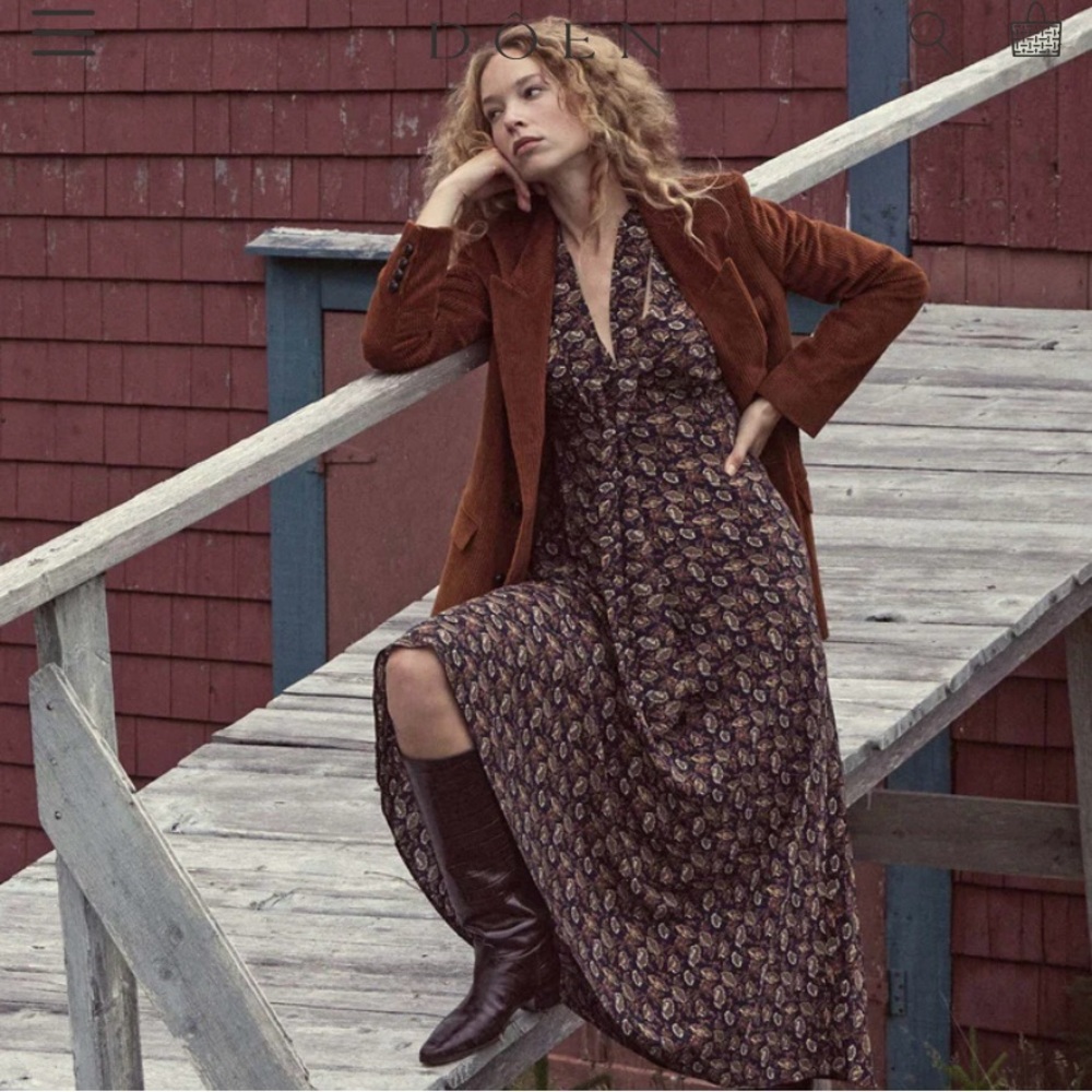 DOEN CHANSON DRESS IN NAVY ARBOR ROSE FLORAL